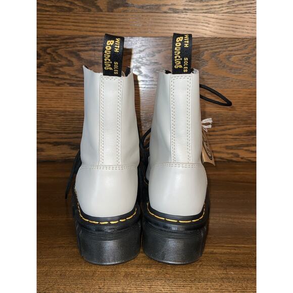 NWT Dr Martens Audrick 8-Eye Women’s Grey Leather Platform Boots Sz US 7 38 - Picture 4 of 8